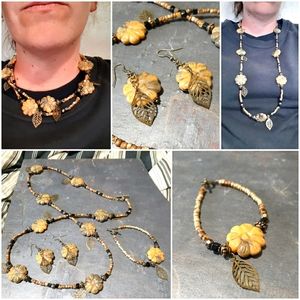 Rustic flower womens jewelery set